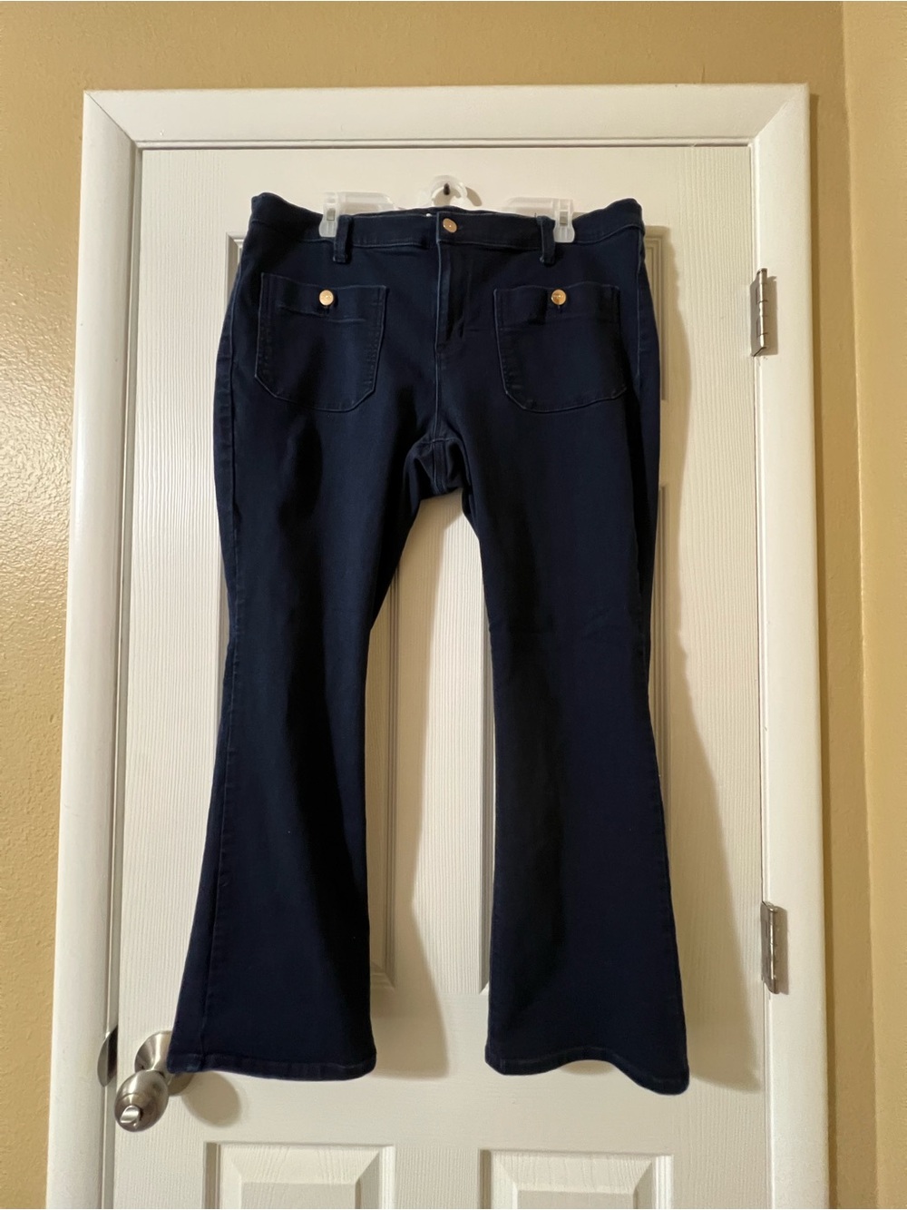 Nine West Dark Navy Bootcut Jeans with Gold-Tone Button